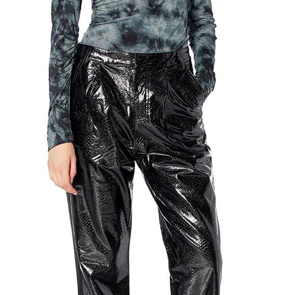wide leg crocodile vegan leather pants - Picture 2 of 3